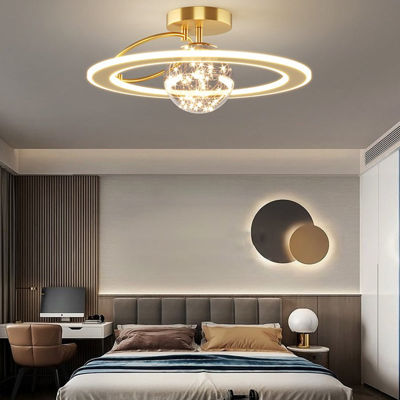 Plafonnier LED doré à éclairage encastré moderne Gypsophila