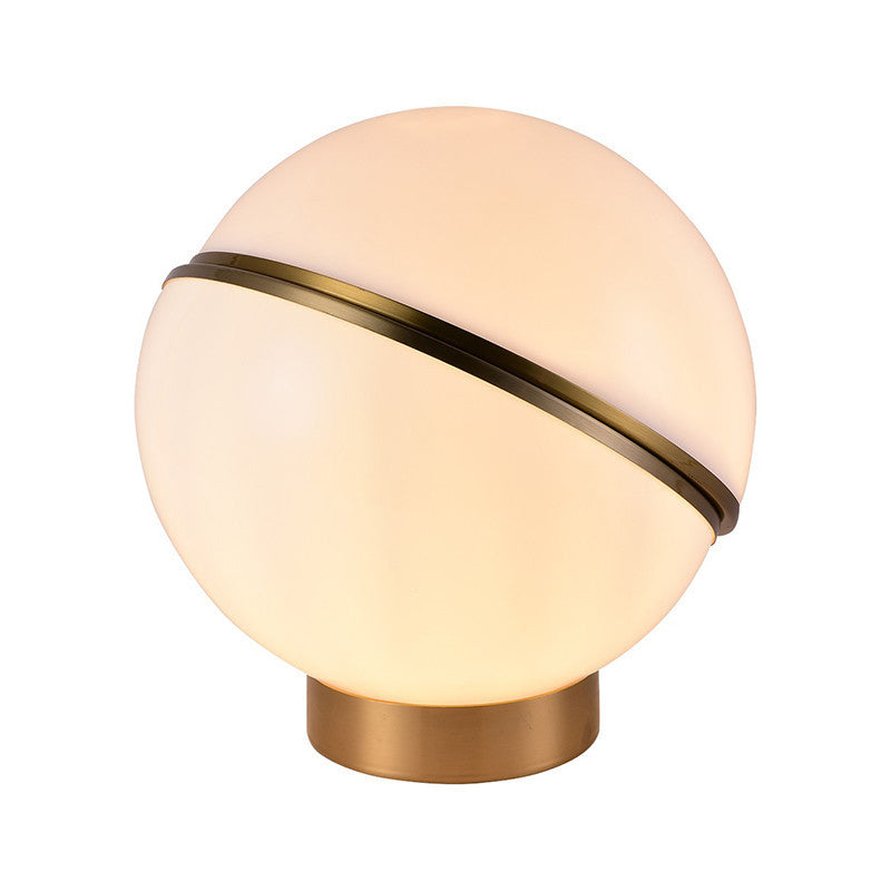 Spotage Semiball Metal Night Table Lampe simplicité Verre de lait 1 Light Gold Tablette de nuit pour le salon