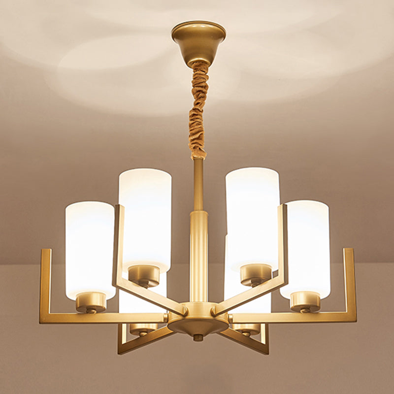 Modern Cylinder Chandelier Glass Multi Light Hanging Light for Bedroom