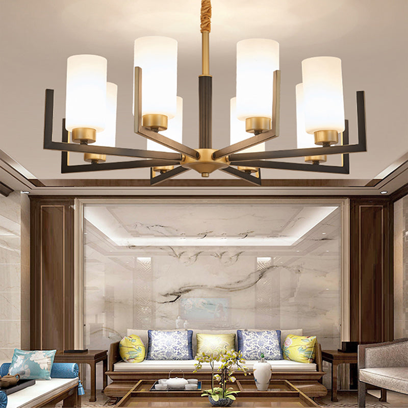 Modern Cylinder Chandelier Glass Multi Light Hanging Light for Bedroom