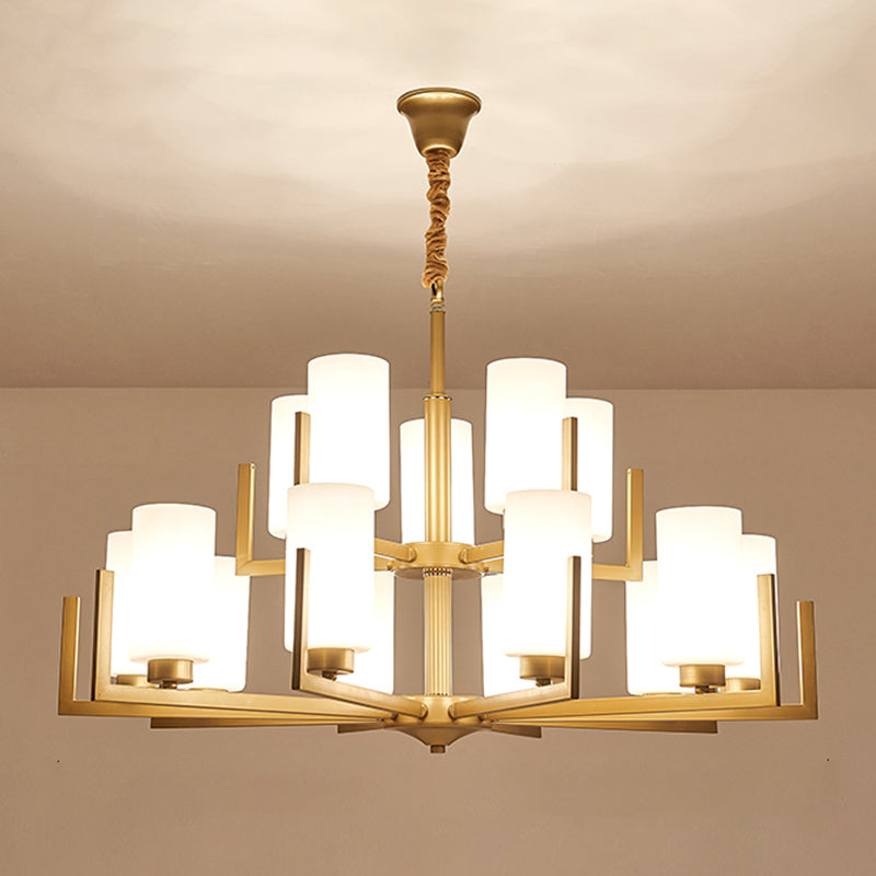 Modern Cylinder Chandelier Glass Multi Light Hanging Light for Bedroom