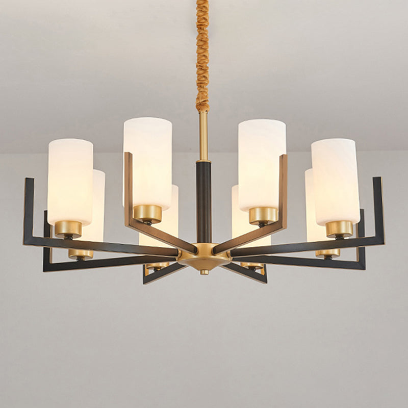 Modern Cylinder Chandelier Glass Multi Light Hanging Light for Bedroom