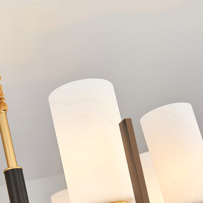 Modern Cylinder Chandelier Glass Multi Light Hanging Light for Bedroom