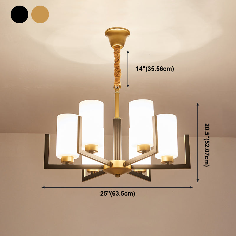 Modern Cylinder Chandelier Glass Multi Light Hanging Light for Bedroom