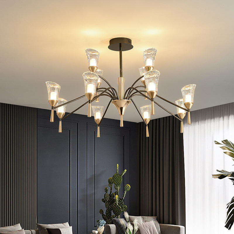 Conical Chandelier Postmodern Acrylic Gold Suspension Light for Living Room