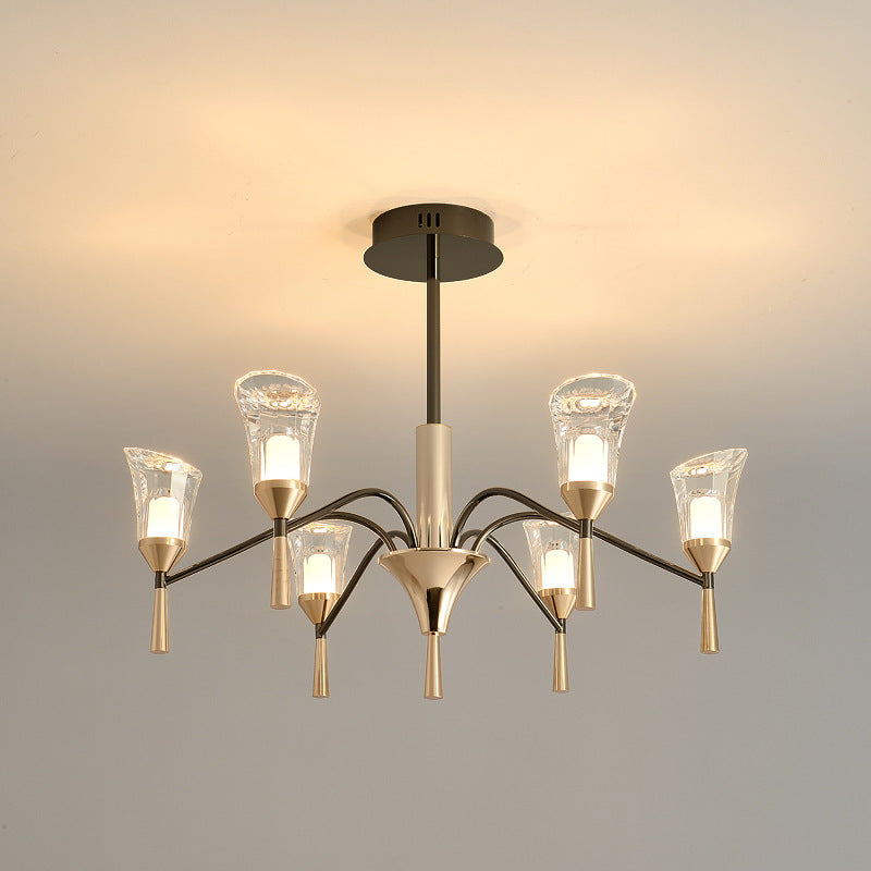 Conical Chandelier Postmodern Acrylic Gold Suspension Light for Living Room