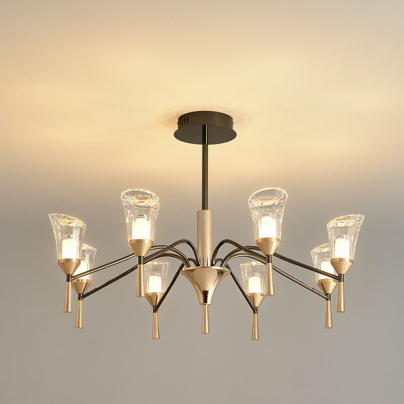 Conical Chandelier Postmodern Acrylic Gold Suspension Light for Living Room