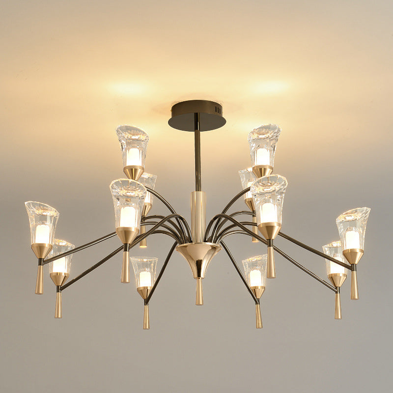 Conical Chandelier Postmodern Acrylic Gold Suspension Light for Living Room