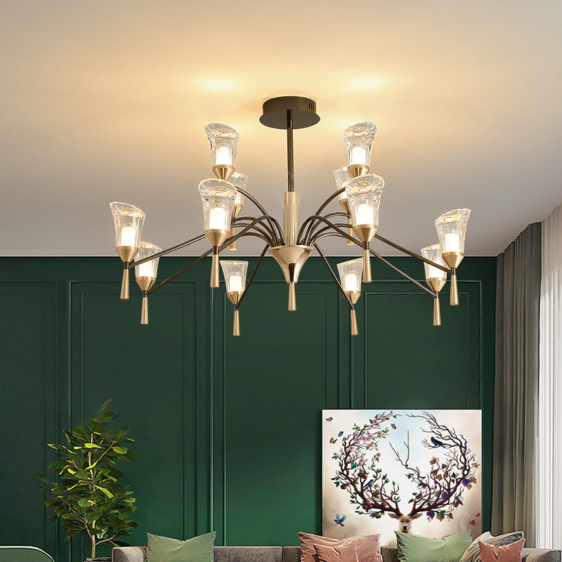 Conical Chandelier Postmodern Acrylic Gold Suspension Light for Living Room