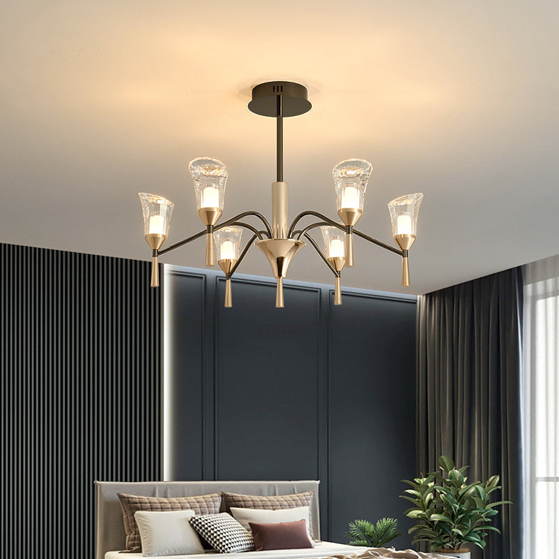 Conical Chandelier Postmodern Acrylic Gold Suspension Light for Living Room