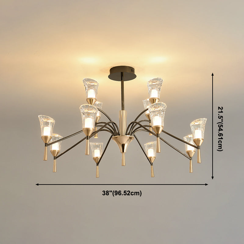 Conical Chandelier Postmodern Acrylic Gold Suspension Light for Living Room