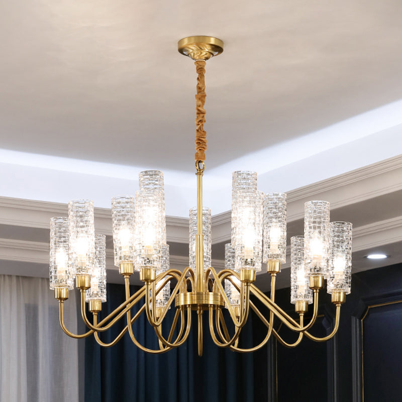 American Style Chandelier Glass Multi Light Hanging Light with Brass for Bedroom