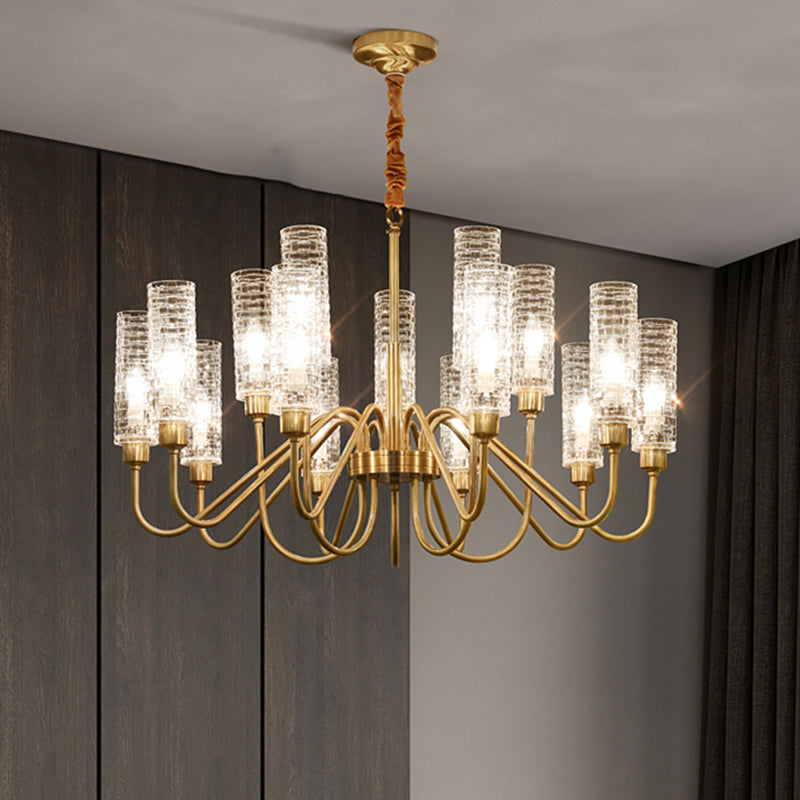 American Style Chandelier Glass Multi Light Hanging Light with Brass for Bedroom