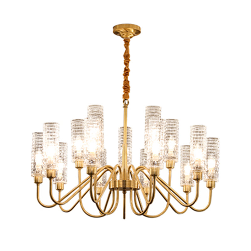 American Style Chandelier Glass Multi Light Hanging Light with Brass for Bedroom