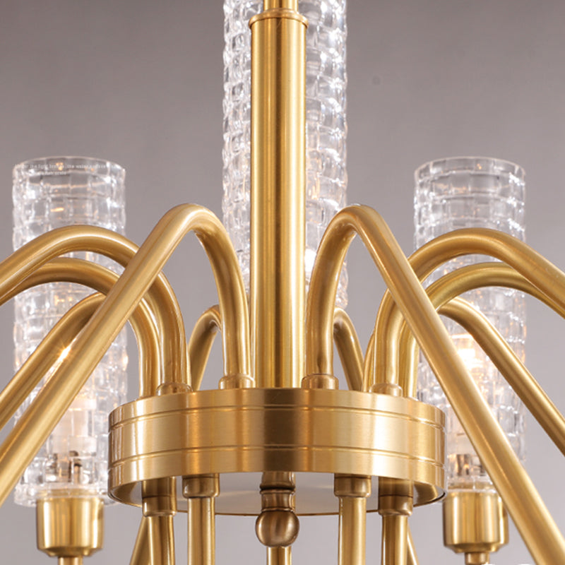 American Style Chandelier Glass Multi Light Hanging Light with Brass for Bedroom