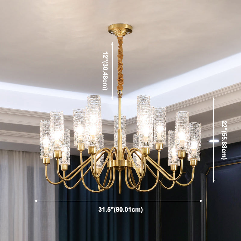 American Style Chandelier Glass Multi Light Hanging Light with Brass for Bedroom
