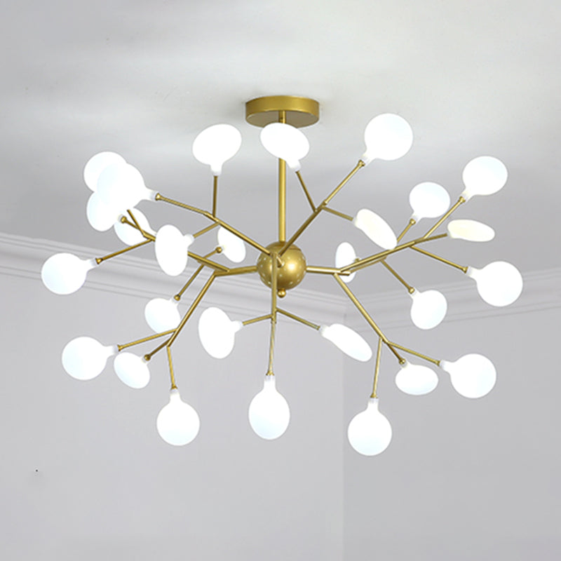 Nordic Trendy Firefly Chandelier Acrylic Living Room Ceiling Suspension Lamp in Gold