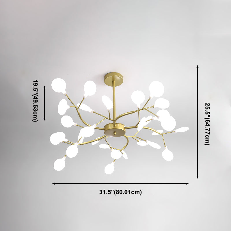 Nordic Trendy Firefly Chandelier Acrylic Living Room Ceiling Suspension Lamp in Gold