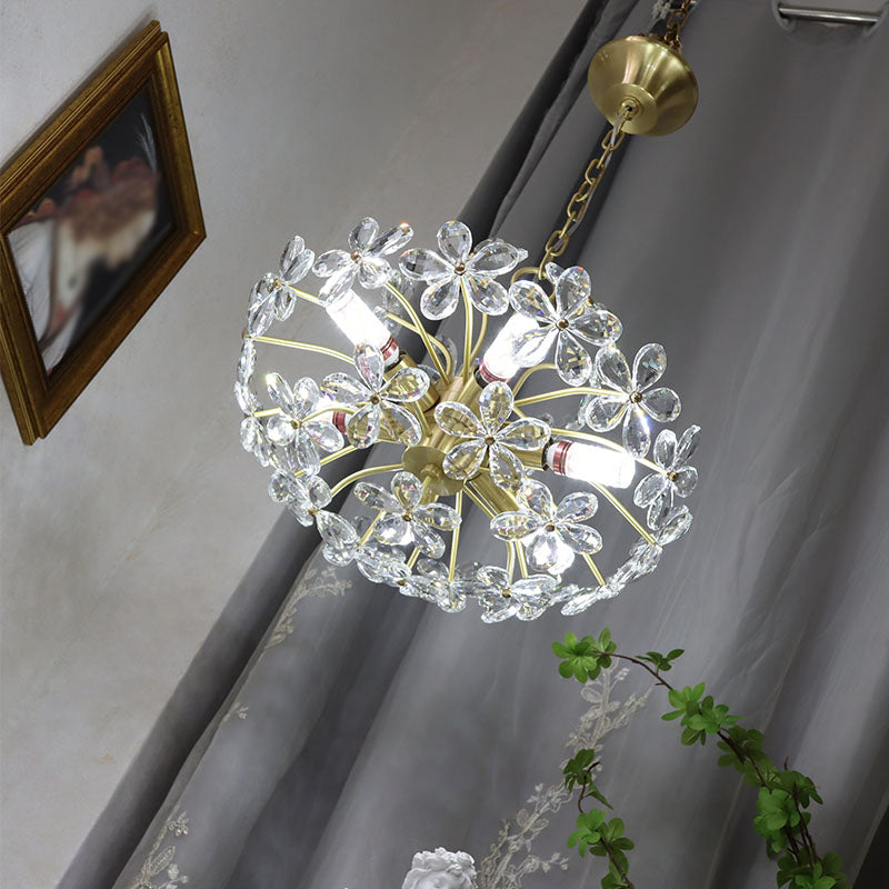 American Style Chandelier Light Fixtures Multi-Head Suspension Pendant Lamps with Crystal