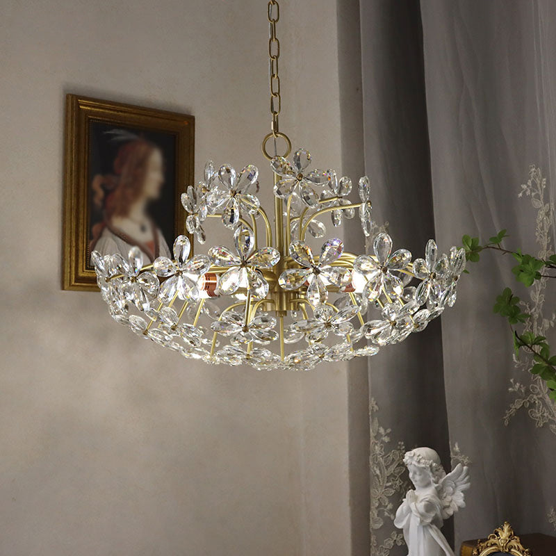 American Style Chandelier Light Fixtures Multi-Head Suspension Pendant Lamps with Crystal