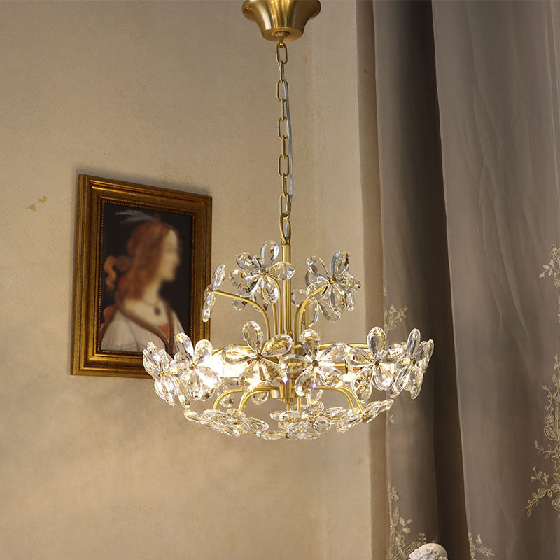 American Style Chandelier Light Fixtures Multi-Head Suspension Pendant Lamps with Crystal