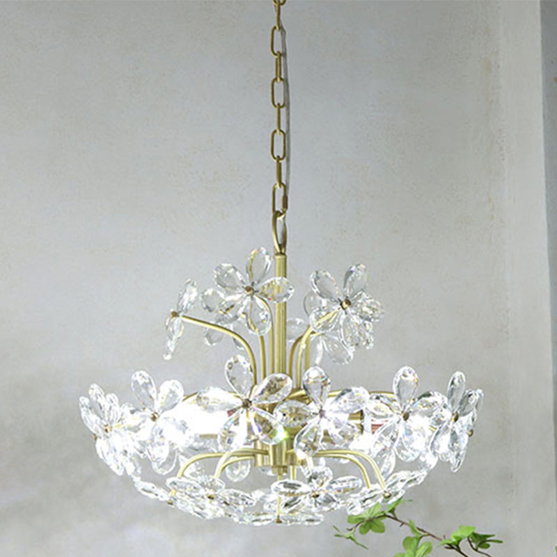 American Style Chandelier Light Fixtures Multi-Head Suspension Pendant Lamps with Crystal
