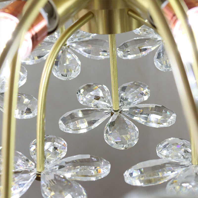 American Style Chandelier Light Fixtures Multi-Head Suspension Pendant Lamps with Crystal