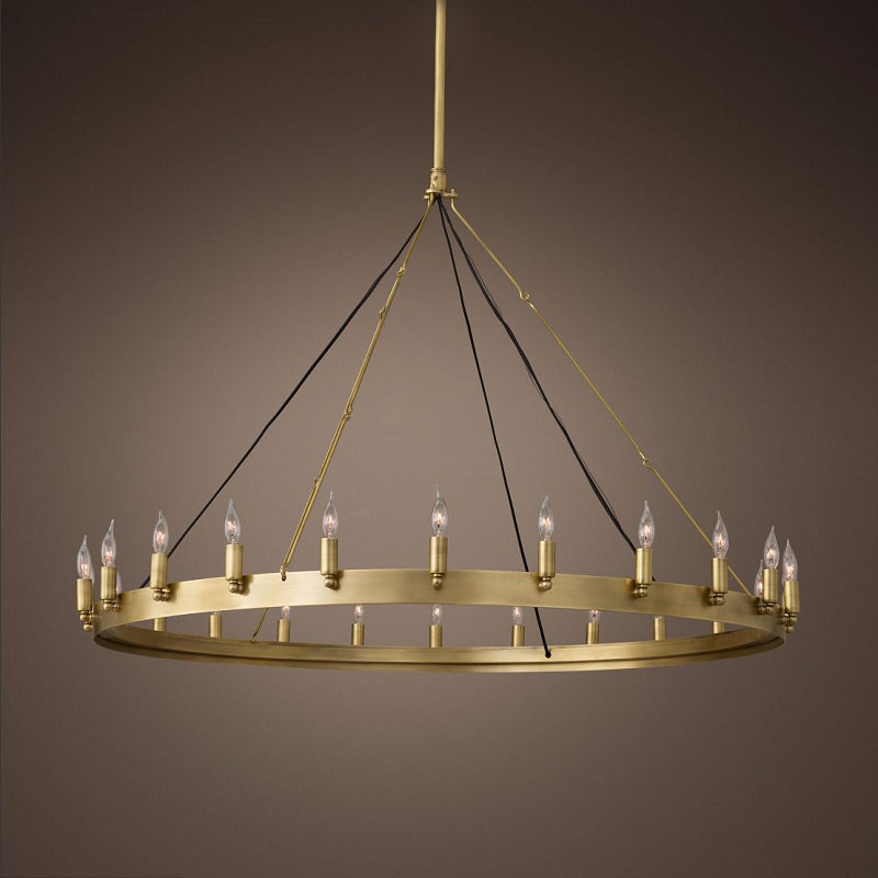 Metal Round Shape Chandelier Postmodern Candle Hanging Lamp for Restaurant