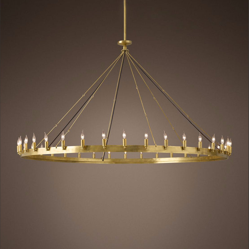 Metal Round Shape Chandelier Postmodern Candle Hanging Lamp for Restaurant