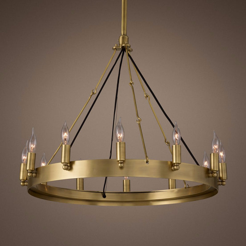 Metal Round Shape Chandelier Postmodern Candle Hanging Lamp for Restaurant
