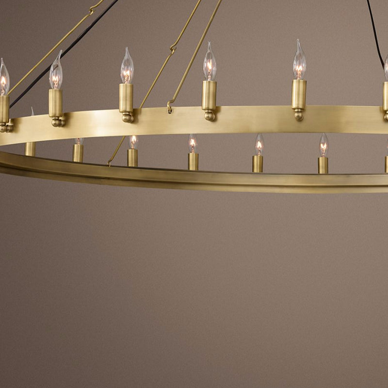 Metal Round Shape Chandelier Postmodern Candle Hanging Lamp for Restaurant