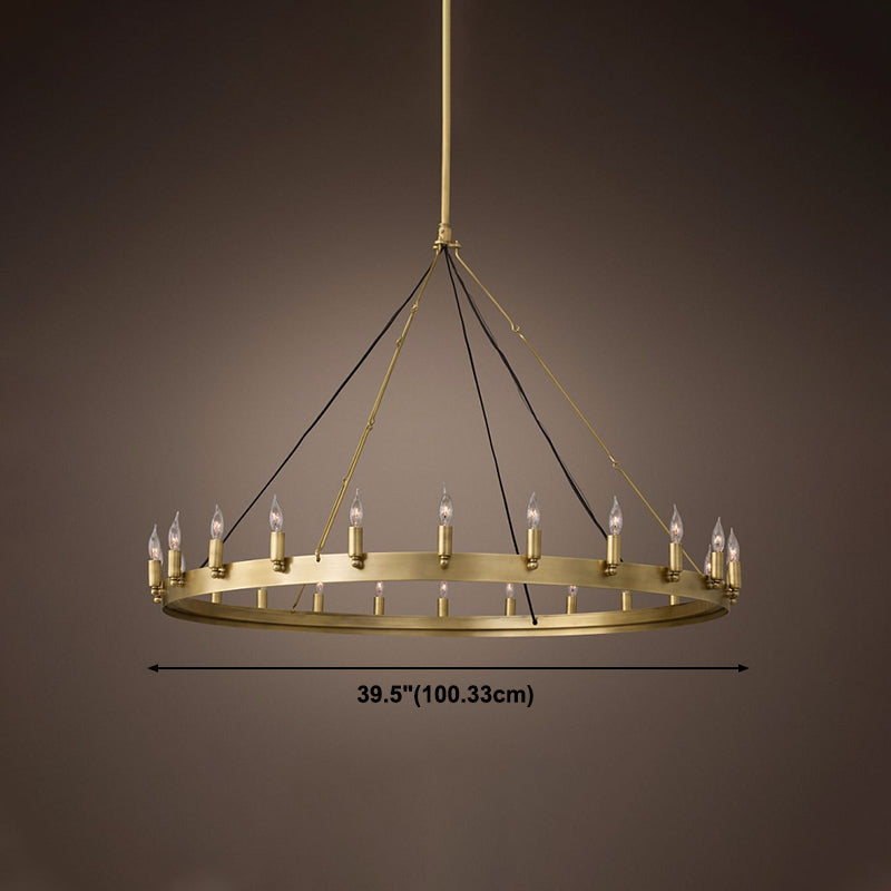 Metal Round Shape Chandelier Postmodern Candle Hanging Lamp for Restaurant