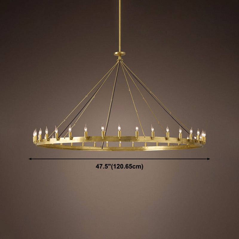 Metal Round Shape Chandelier Postmodern Candle Hanging Lamp for Restaurant