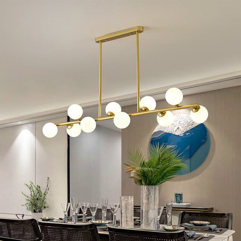 Modern Simple Dining Chandelier Light Round Glass Shade Pendant Light for Dining Room