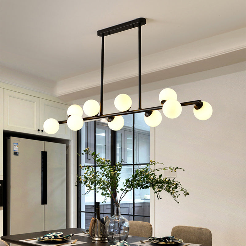 Modern Simple Dining Chandelier Light Round Glass Shade Pendant Light for Dining Room