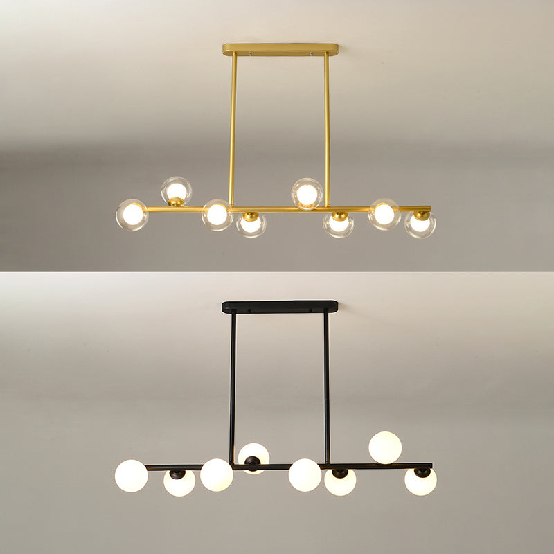 Modern Simple Dining Chandelier Light Round Glass Shade Pendant Light for Dining Room