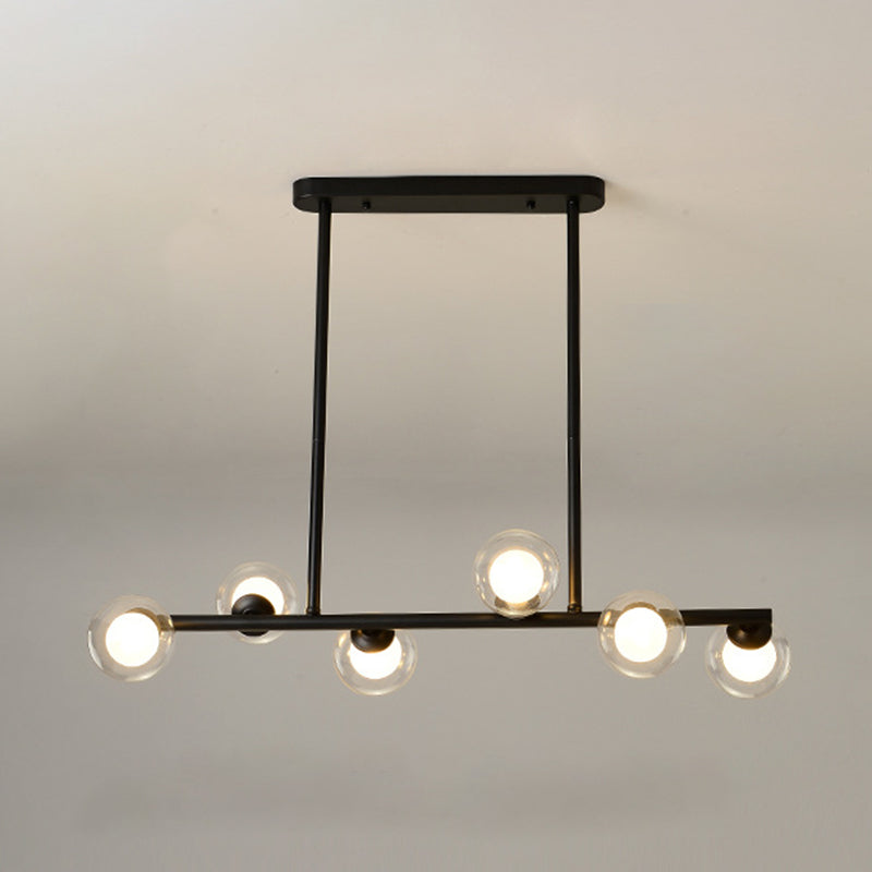 Modern Simple Dining Chandelier Light Round Glass Shade Pendant Light for Dining Room