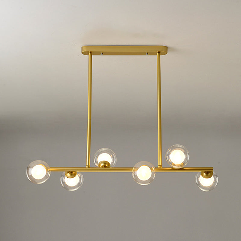 Modern Simple Dining Chandelier Light Round Glass Shade Pendant Light for Dining Room