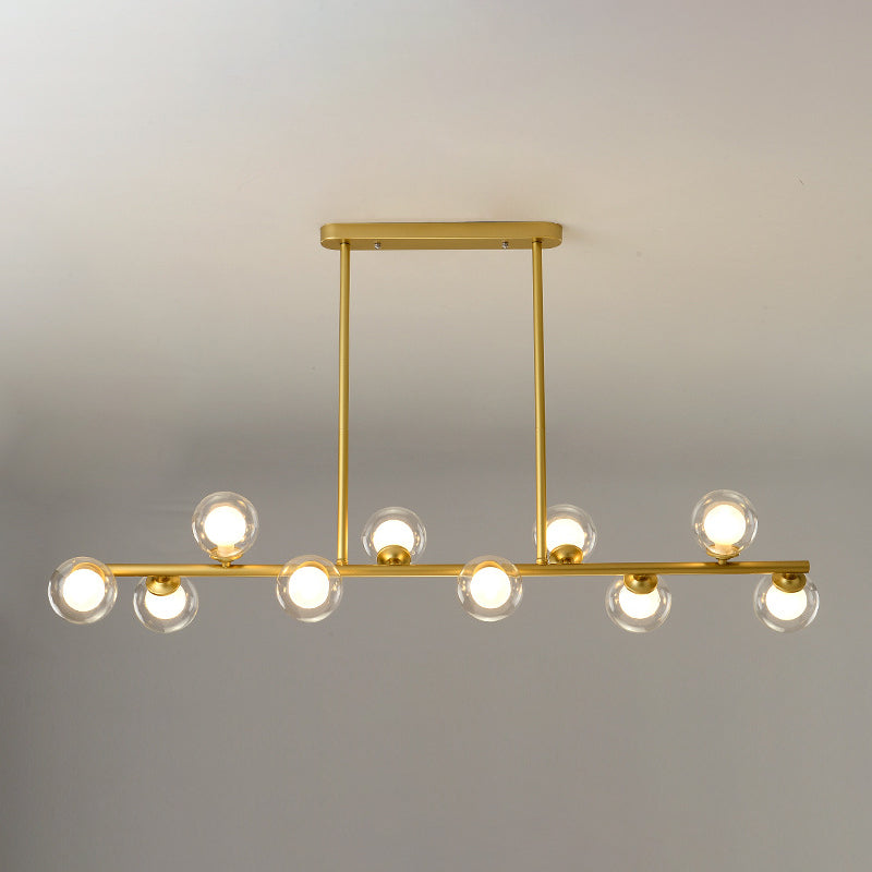 Modern Simple Dining Chandelier Light Round Glass Shade Pendant Light for Dining Room