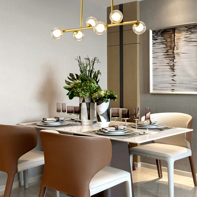 Modern Simple Dining Chandelier Light Round Glass Shade Pendant Light for Dining Room