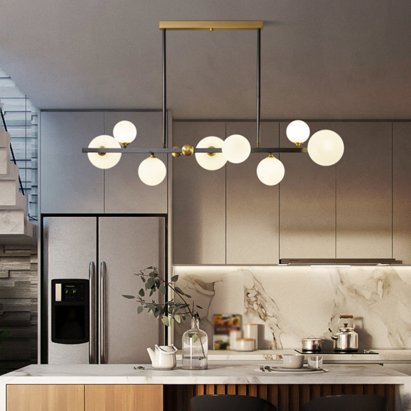 Modern Simple Dining Chandelier Light Round Glass Shade Ceiling Pendant Light