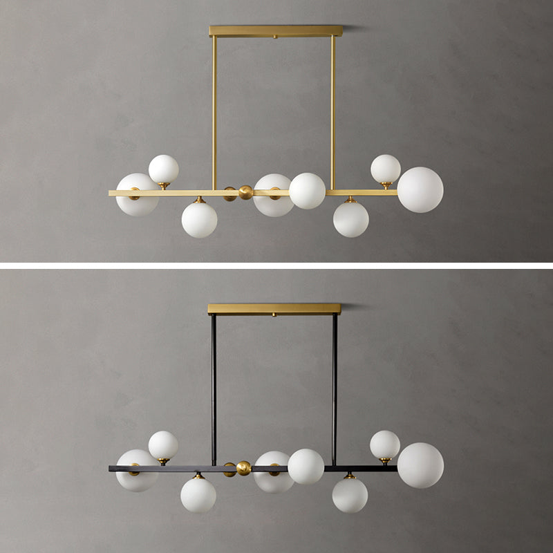 Modern Simple Dining Chandelier Light Round Glass Shade Ceiling Pendant Light