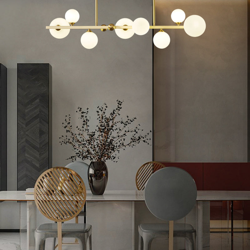 Modern Simple Dining Chandelier Light Round Glass Shade Ceiling Pendant Light