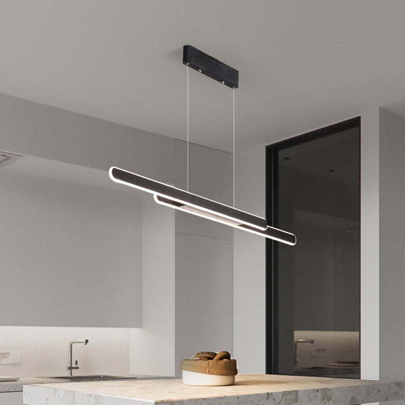 Accensione dell'isola a 2 luci Minimal Style Lampone in metallo a forma lineare