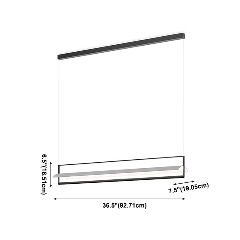 Linear Metallic Island Light Fixture Modernism LED Black Hanging Lamp Kit for Dining Room