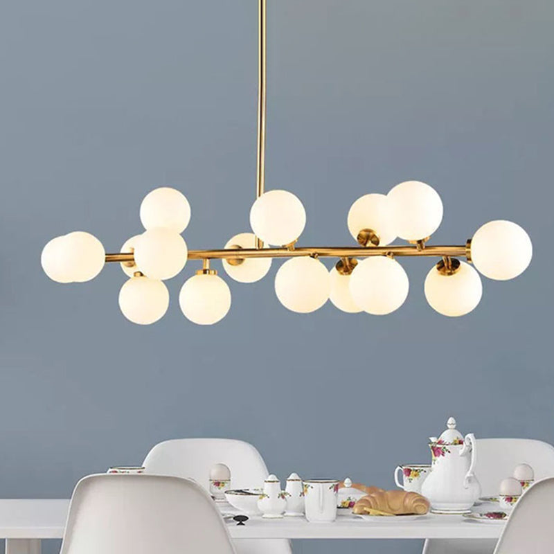Modern Dining Chandelier Light Round Glass Shade Ceiling Hanging Light