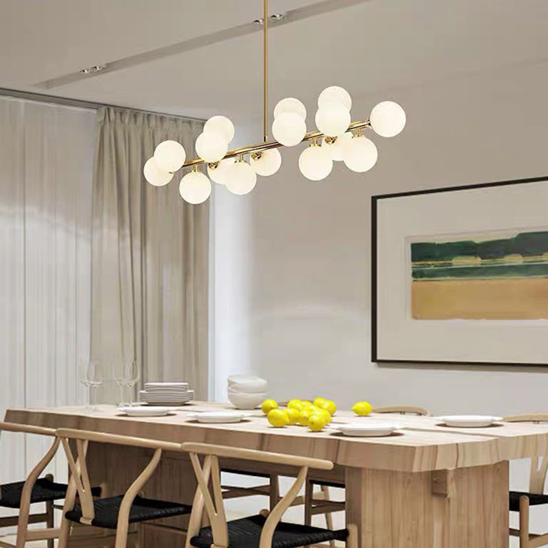 Modern Dining Chandelier Light Round Glass Shade Ceiling Hanging Light