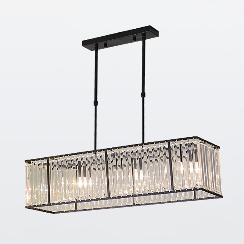 Modern Rectangle Shade Island Pendant Crystal Island Lights for Dinning Room