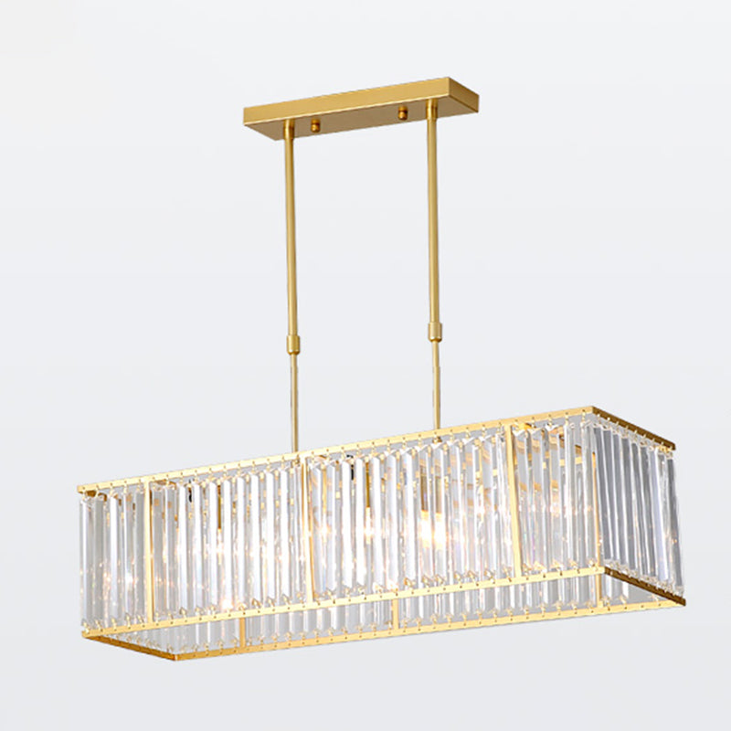Modern Rectangle Shade Island Pendant Crystal Island Lights for Dinning Room
