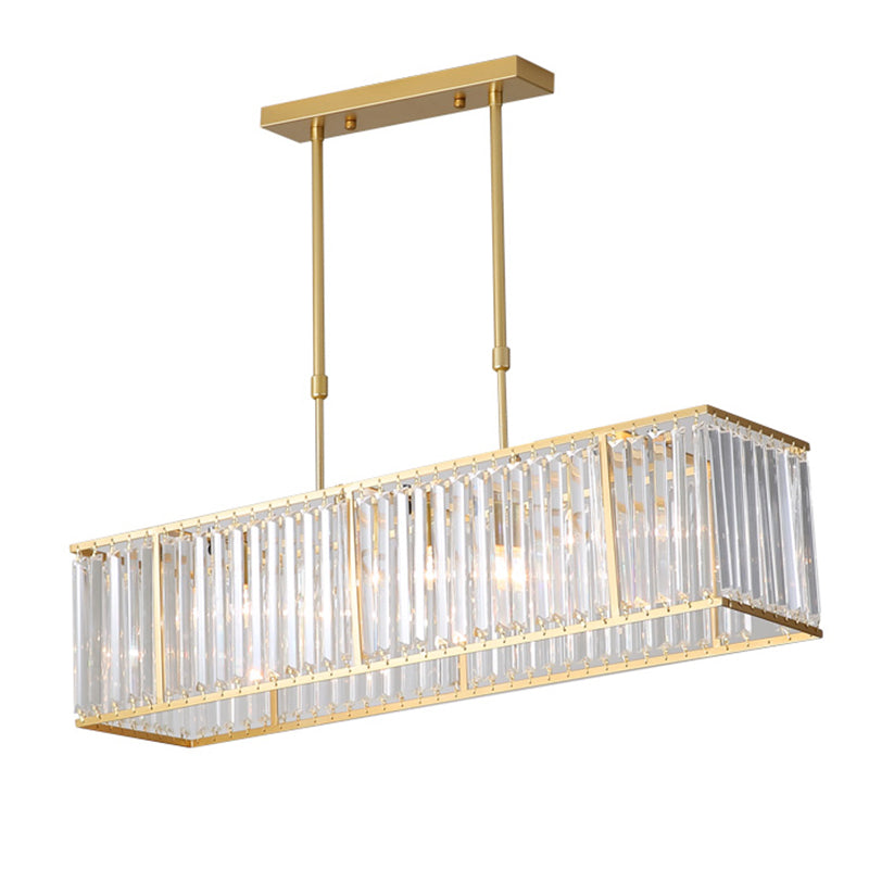 Modern Rectangle Shade Island Pendant Crystal Island Lights for Dinning Room